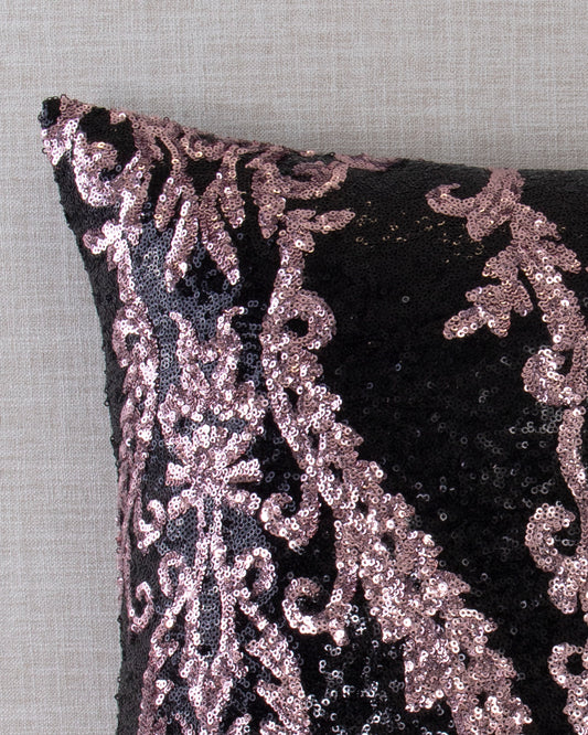 Pink and Black Sequin Throw Pillow Covers - 18x18