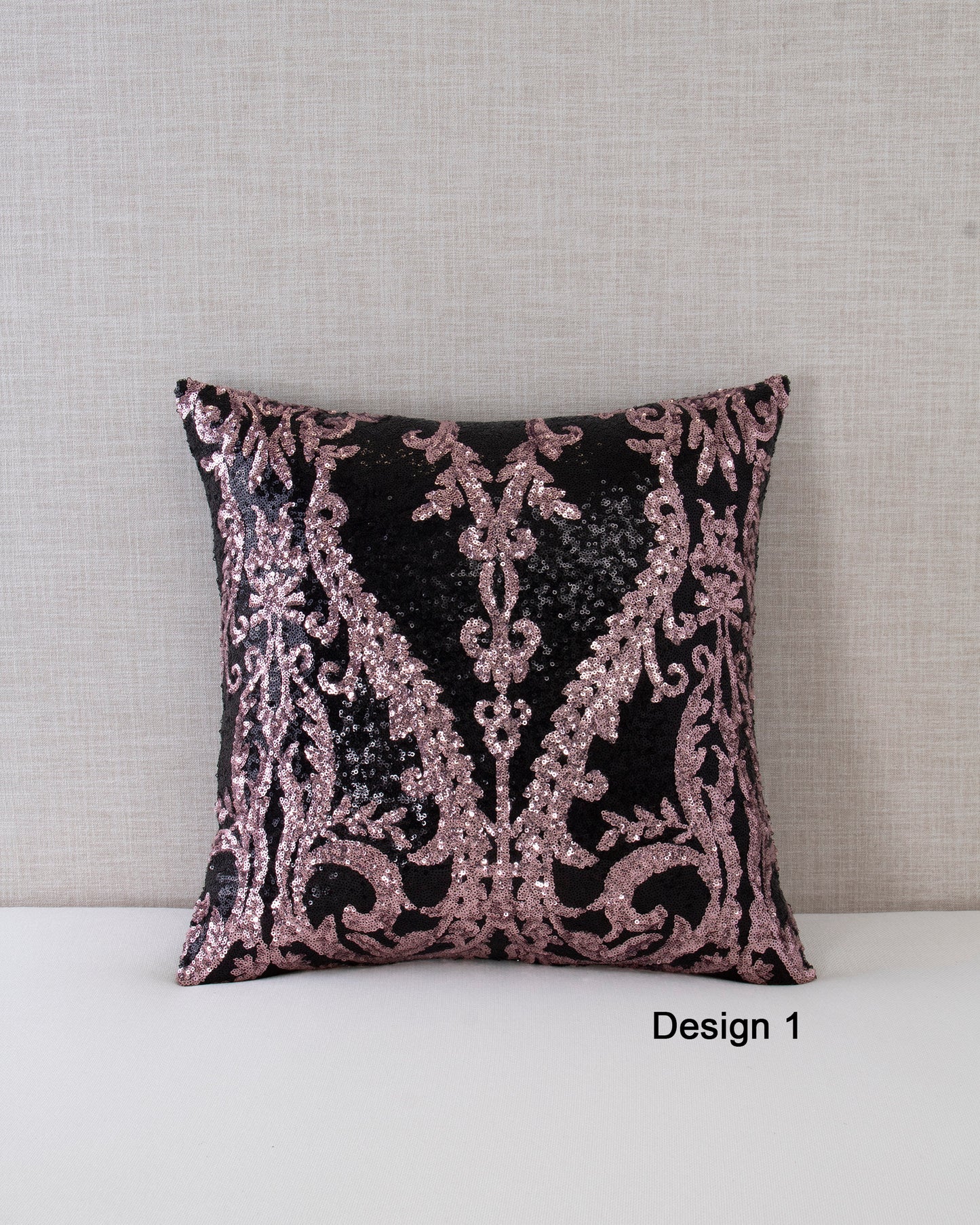 Pink and Black Sequin Throw Pillow Covers - 18x18