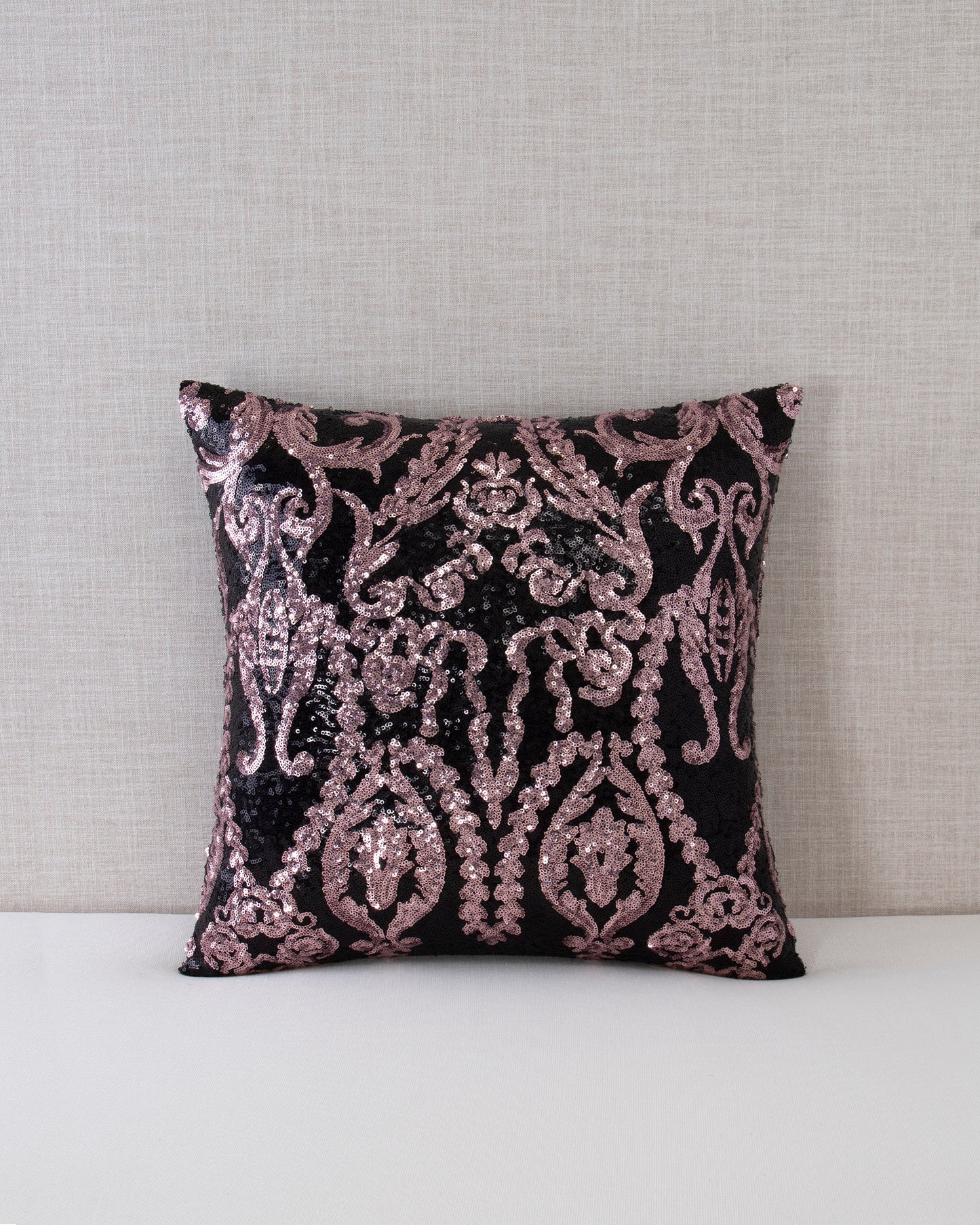 Pink and Black Sequin Throw Pillow Covers - 18x18