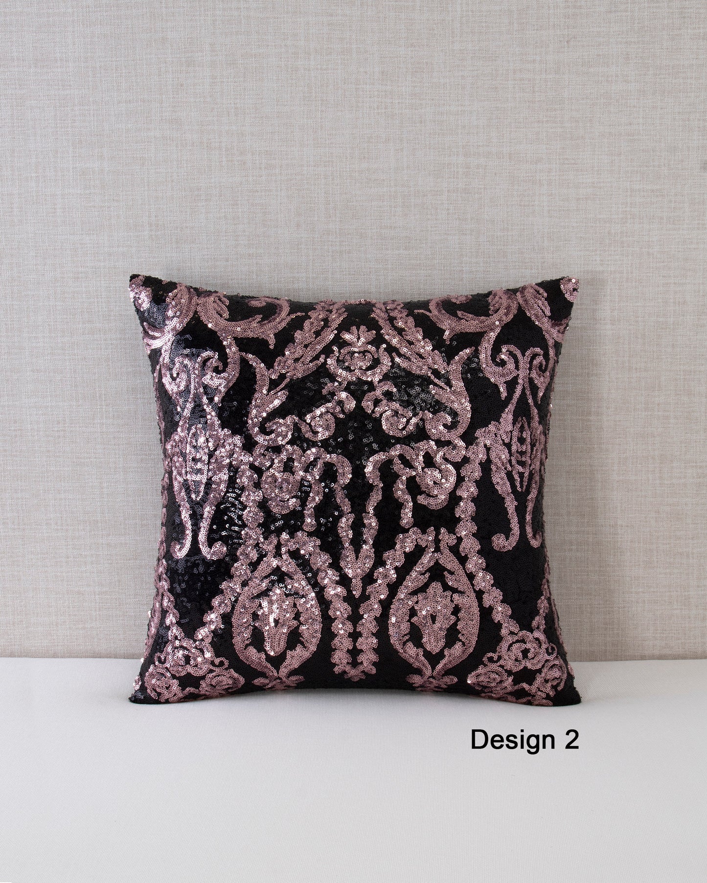 Pink and Black Sequin Throw Pillow Covers - 18x18