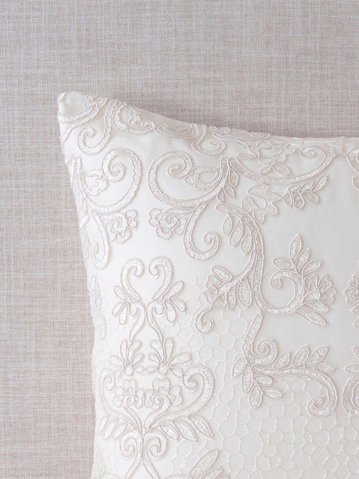 CEC Collection Embroidered Lace Sequin Throw Pillow Covers