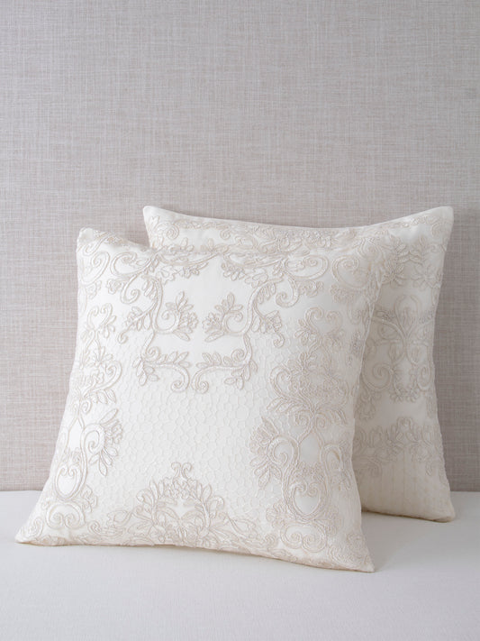 CEC Collection Embroidered Lace Sequin Throw Pillow Covers