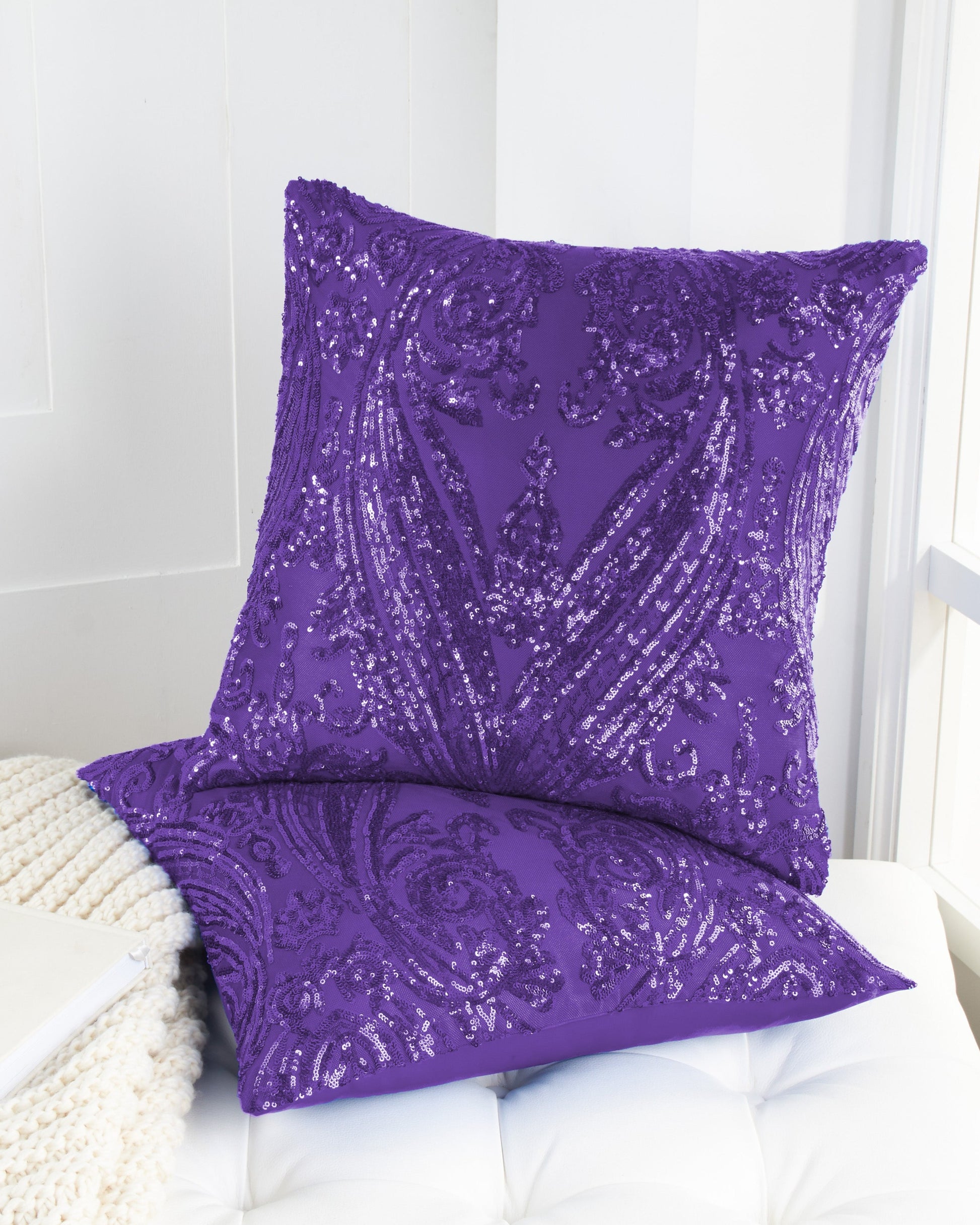 PacoRogieneHOME Glitz Chick Sequin Throw Pillow Covers - Purple