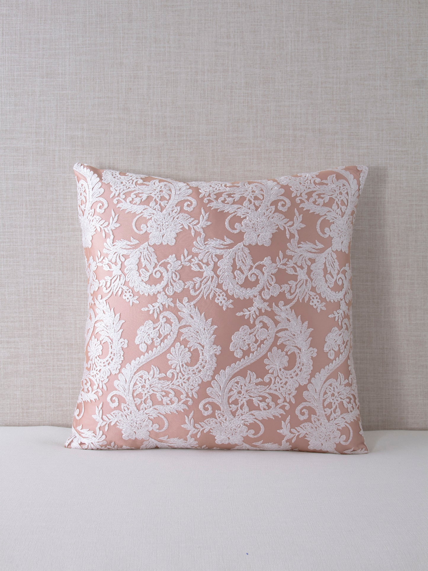 Victorian Blush Embroidered Lace Throw Pillow Cover - 20x20