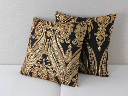 Santo Collection Sequin Throw Pillow Covers (Gold)