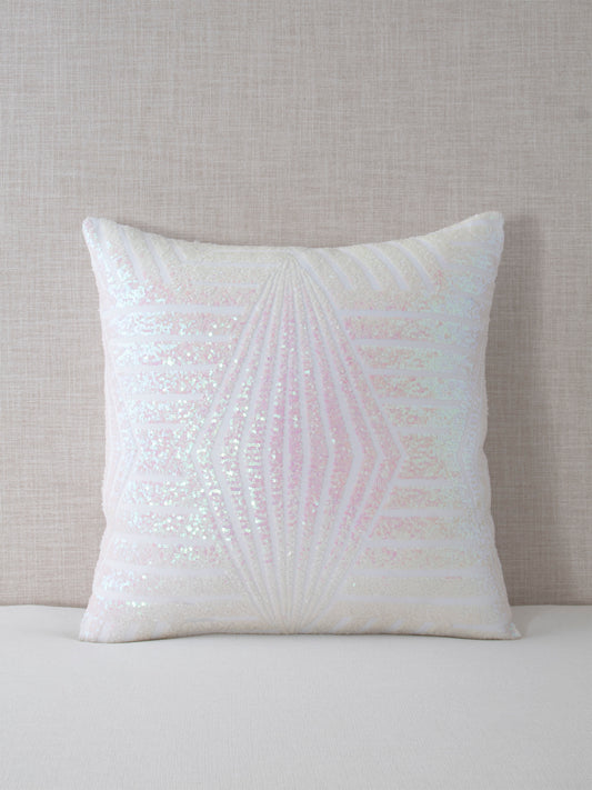 Iridescent Pearl Bombshell Sequin Throw Pillow Cover - 20x20