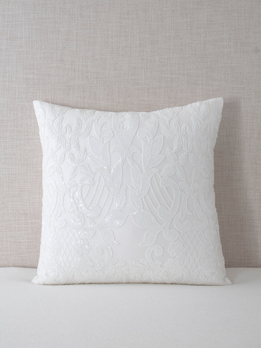 Floral Crown Embroidered Sequin Throw Pillow Cover - 20x20