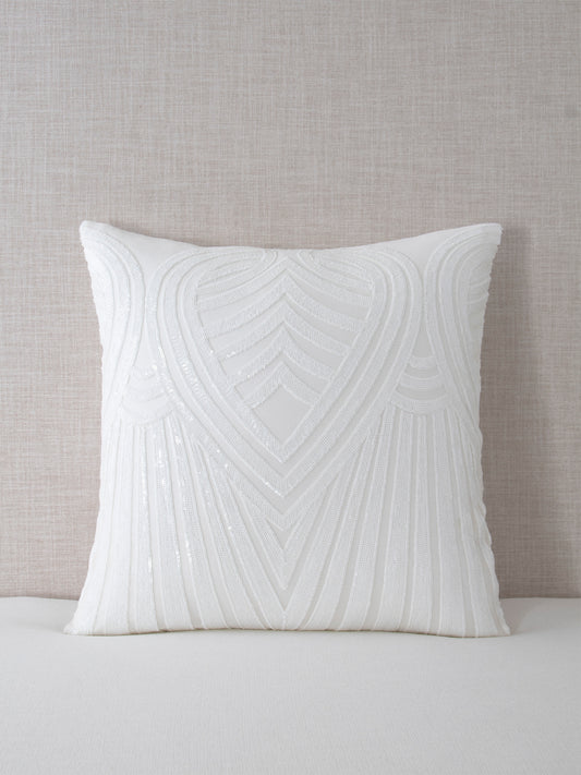 Heart of Snow Embroidered Sequin Throw Pillow Cover - 20x20