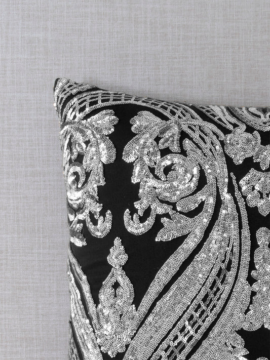 Santo Collection Sequin Throw Pillow Cover (Silver)