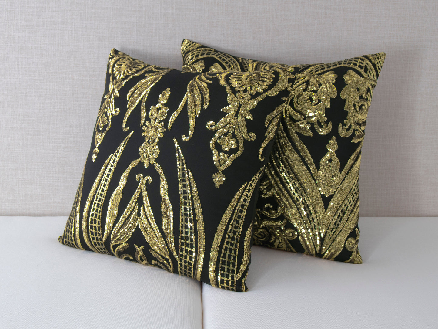 Santo Collection Sequin Throw Pillow Covers (Yellow Gold)