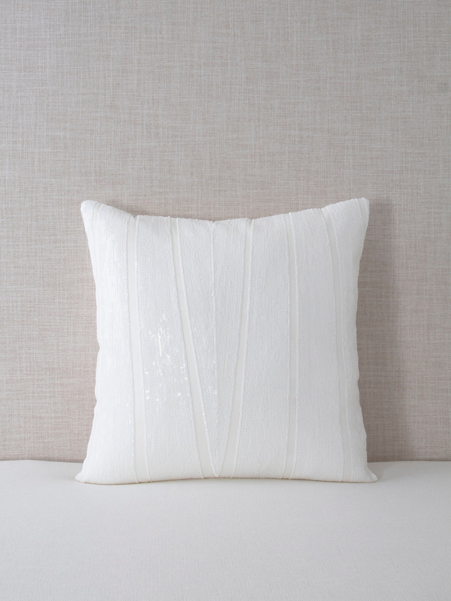 Pointed Strips Off-White Sequin Decorative Throw Pillow Cover - 18x18