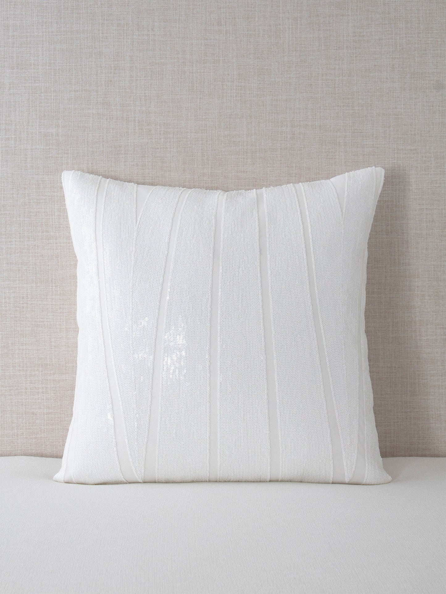 Pointed Strips Off-White Sequin Decorative Throw Pillow Cover - 20x20