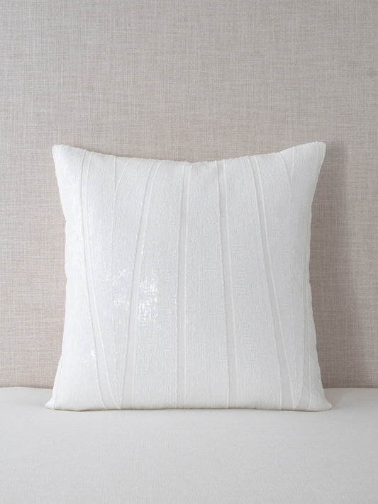 Pointed Strips Off-White Sequin Decorative Throw Pillow Cover - 20x20